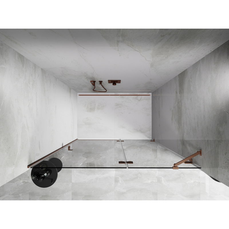 Mexen Lunar porta de duche de abrir à direita 140 cm, transparente, cobre escovado - 834-140-000-65-00-P