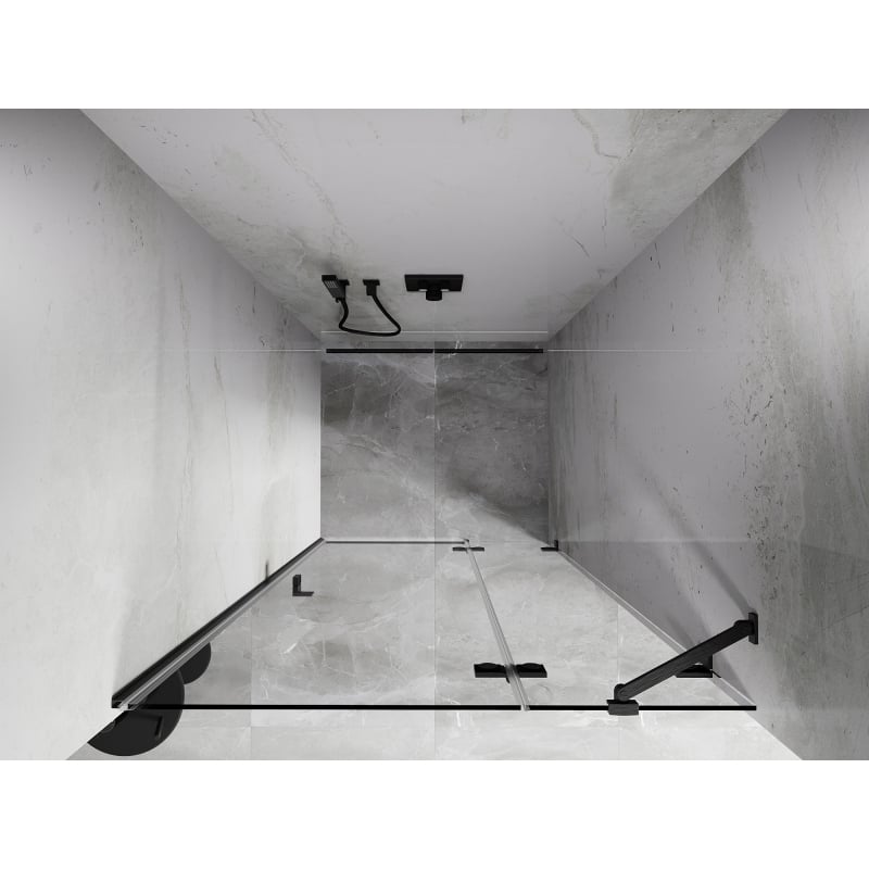 Mexen Lunar porta doccia battente destra 125 cm, trasparente, grigio canna di fucile spazzolato - 834-125-000-66-00-P