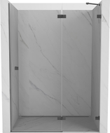 Mexen Lunar desna nagibna vrata za tuš 140 cm, prozirna, brušena siva boja pištolja - 834-140-000-66-00-P