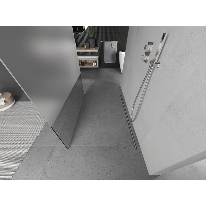 Mexen Kioto vrijstaande douchewand 140 x 200 cm, transparant/mat 8 mm, chroom - 800-140-002-01-35