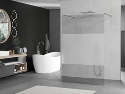 Mexen Kioto slobodno stojeća tuš stijena 140 x 200 cm, prozirna/mat 8 mm, krom - 800-140-002-01-35