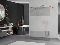 Mexen Kioto cloison de douche autoportante 140 x 200 cm, transparent/givre 8 mm, or rose - 800-140-002-60-35