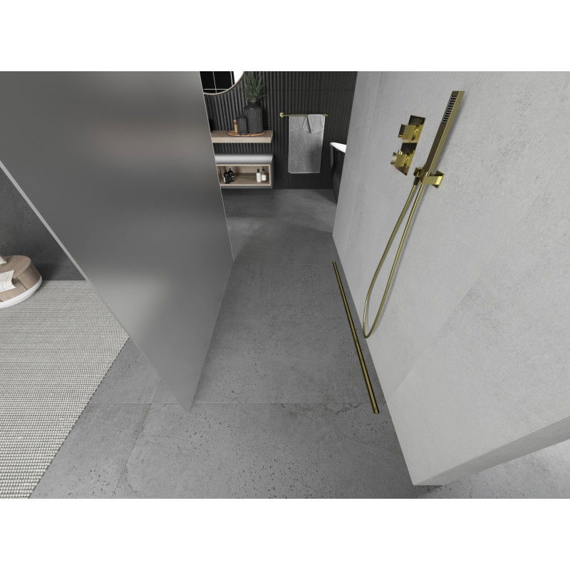 Mexen Kioto ελεύθερης τοποθέτησης καμπίνα ντους 120 x 200 cm, παγετός 8 mm, χρυσή