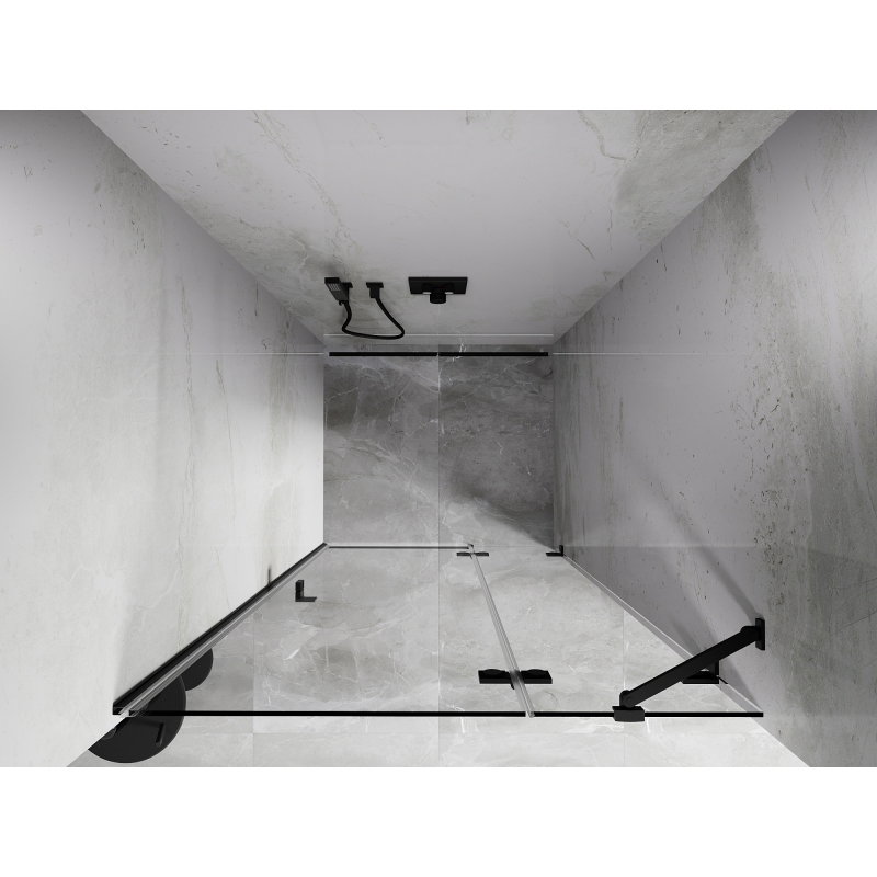 Mexen Lunar riichter Duschdier riets 75 cm, transparent, schwaarz - 834-075-000-70-00-P