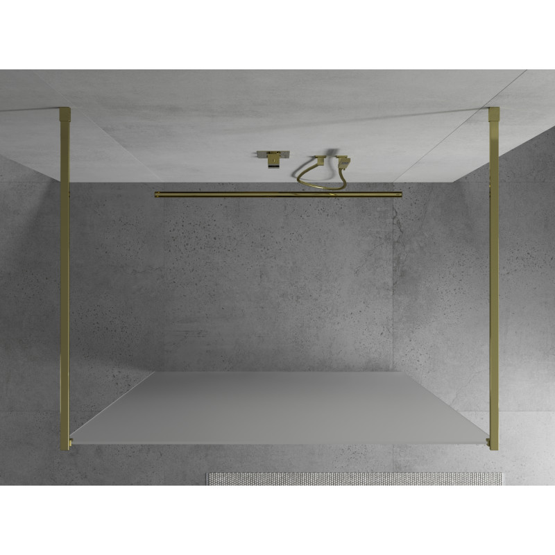 Mexen Kioto vrijstaande douchewand 120 x 200 cm, ijsvorming 8 mm, goud - 800-120-002-50-30
