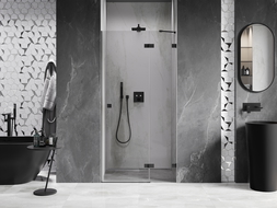 Mexen Lunar draaideur voor douche rechts 115 cm, transparant, zwart - 834-115-000-70-00-P