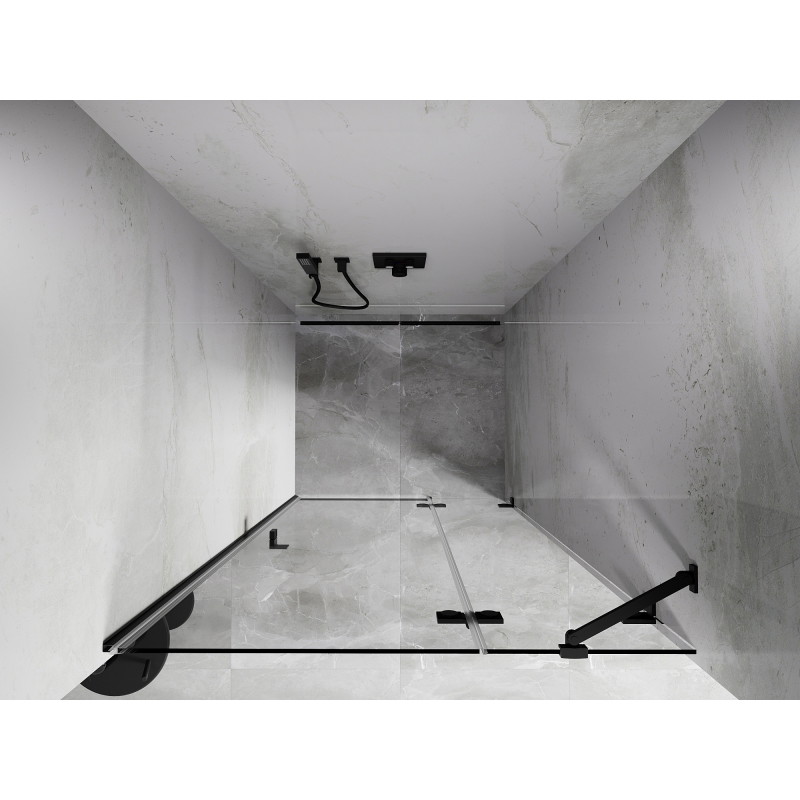 Mexen Lunar drzwi prysznicowe uchylne prawe 115 cm, transparent, czarne - 834-115-000-70-00-P