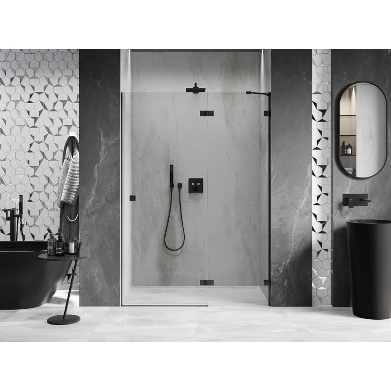 Mexen Lunar right-hinged shower door 140 cm, transparent, black - 834-140-000-70-00-P