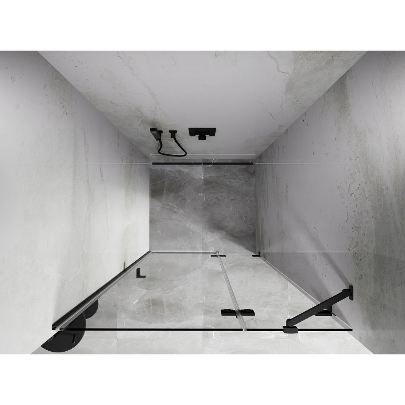 Mexen Lunar porta doccia battente destra 85 cm, trasparente, metallo canna di fucile - 834-085-000-95-00-P