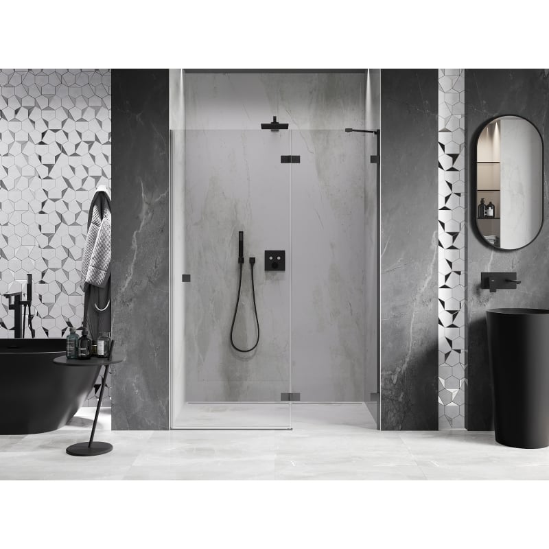 Mexen Lunar porte de douche battante droite 130 cm, transparent, métal gun - 834-130-000-95-00-P