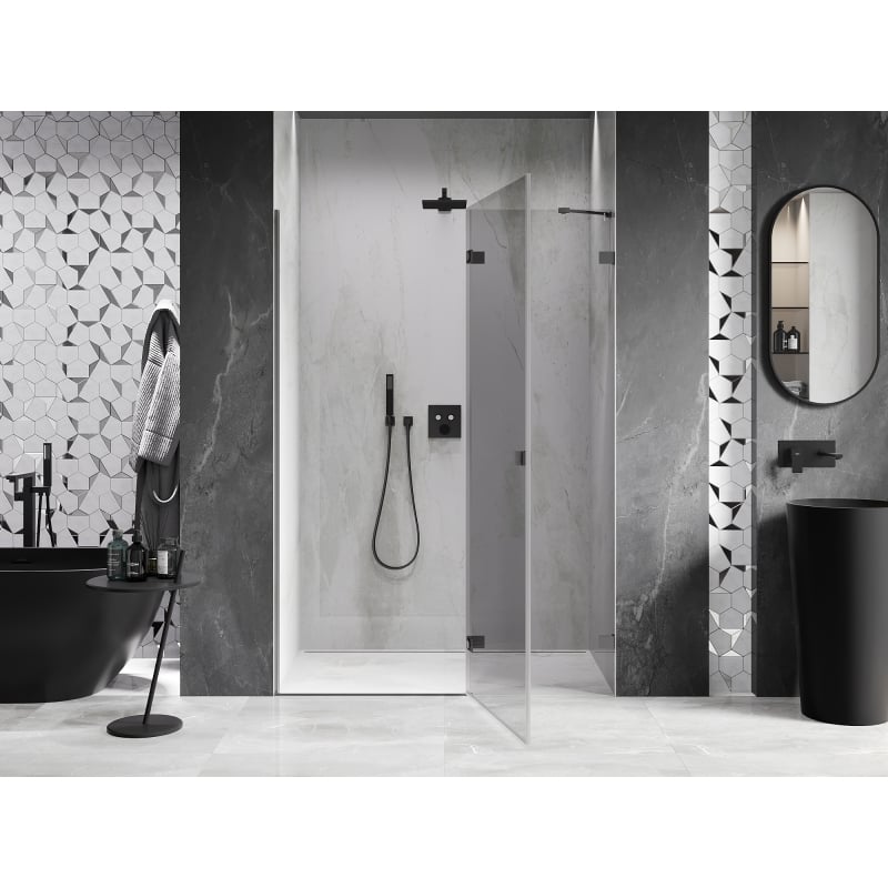 Mexen Lunar drzwi prysznicowe uchylne prawe 140 cm, transparent, gun metal - 834-140-000-95-00-P