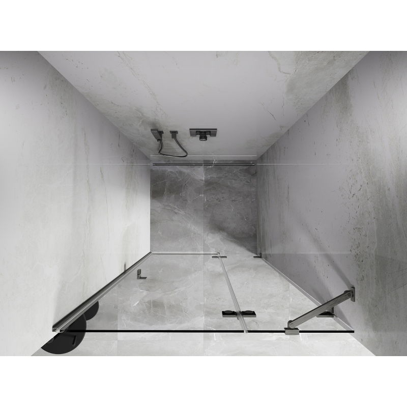 Mexen Lunar porta doccia battente destra 85 cm, trasparente, nichel spazzolato - 834-085-000-97-00-P