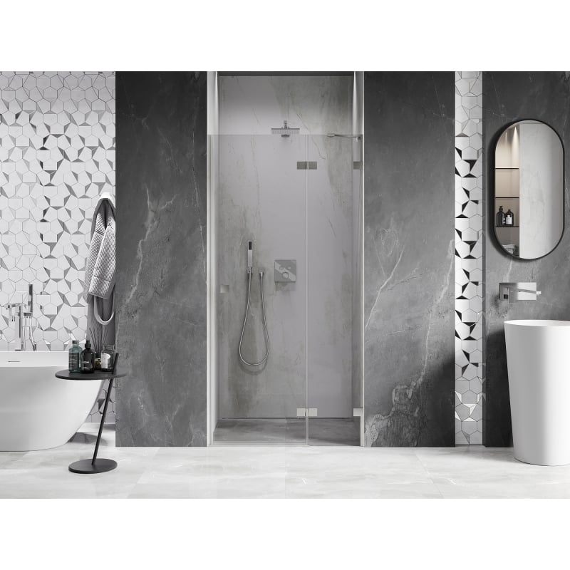 Mexen Lunar drzwi prysznicowe uchylne prawe 115 cm, transparent, nikiel szczotkowany - 834-115-000-97-00-P