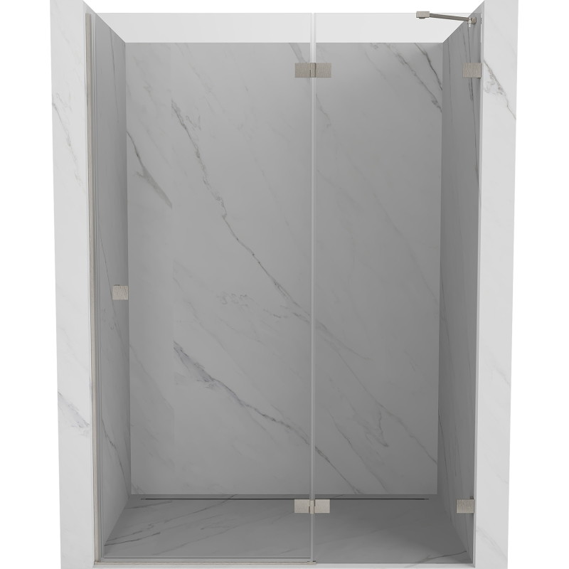Mexen Lunar dušiuksed parempoolsed hingedega 140 cm, läbipaistev, harjatud nikkel - 834-140-000-97-00-P
