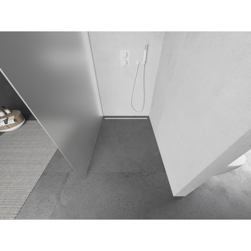 Mexen Kioto mampara de ducha Walk-in 100 x 200 cm, escarcha 8 mm, blanca - 800-100-101-20-30