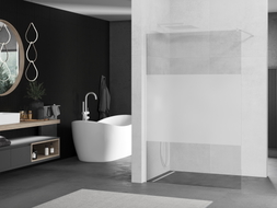 Mexen Kioto zidna paravan za tuš Walk-in 90 x 200 cm, prozirna/mat 8 mm, bijela - 800-090-101-20-35