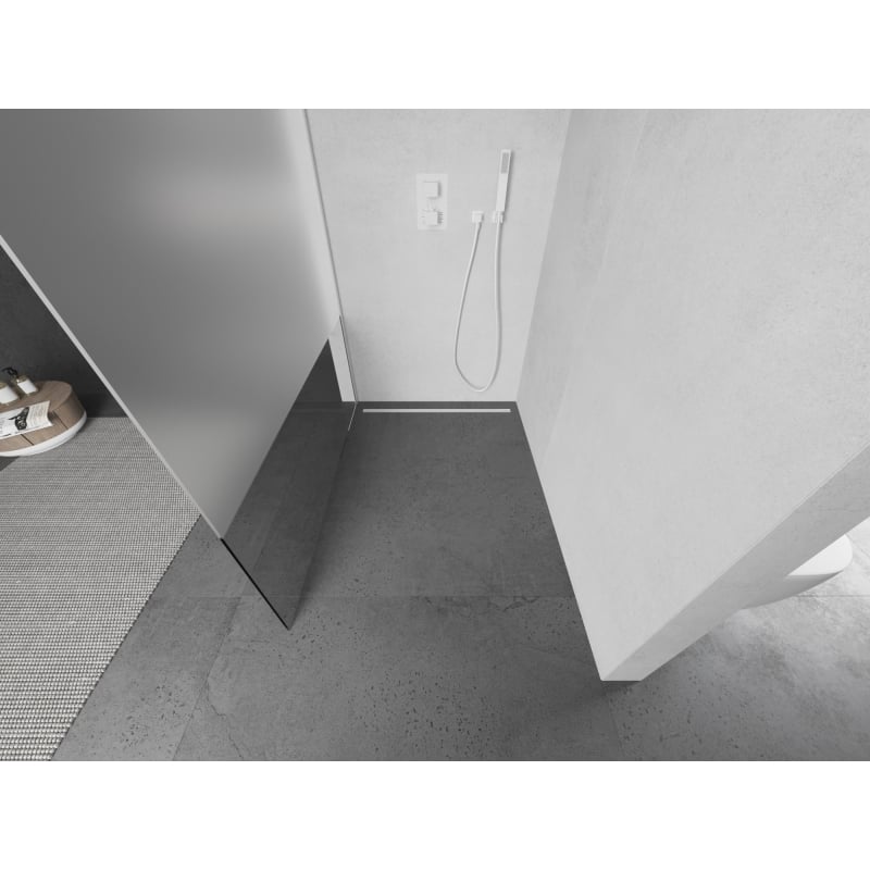 Mexen Kioto dušši vahesein Walk-in 120 x 200 cm, läbipaistev/matt 8 mm, valge - 800-120-101-20-35