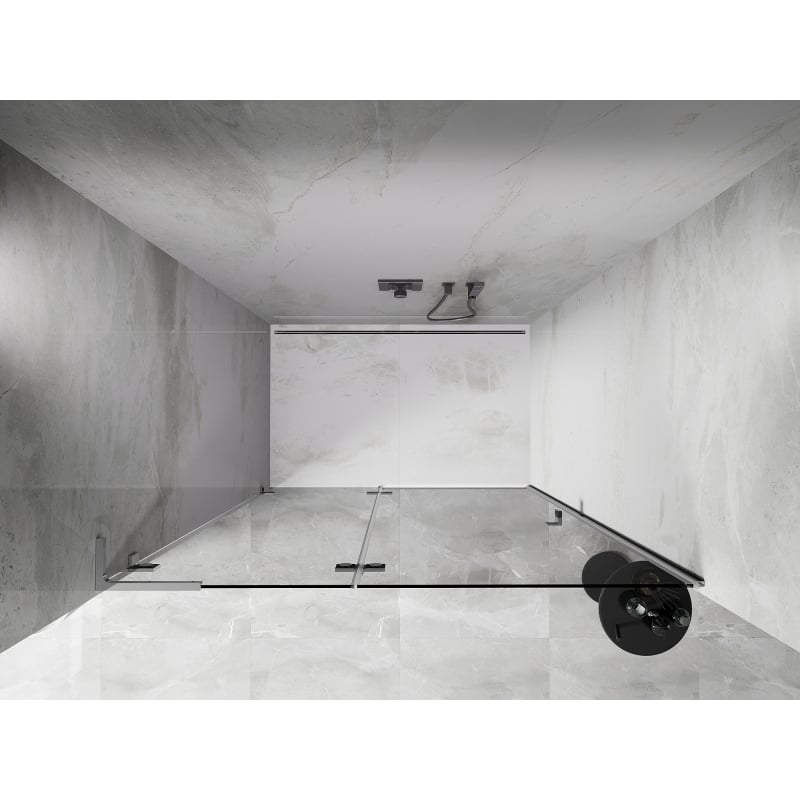 Mexen Lunar L drzwi prysznicowe uchylne lewe 140 cm, transparent, chrom - 834L-140-000-01-00-L