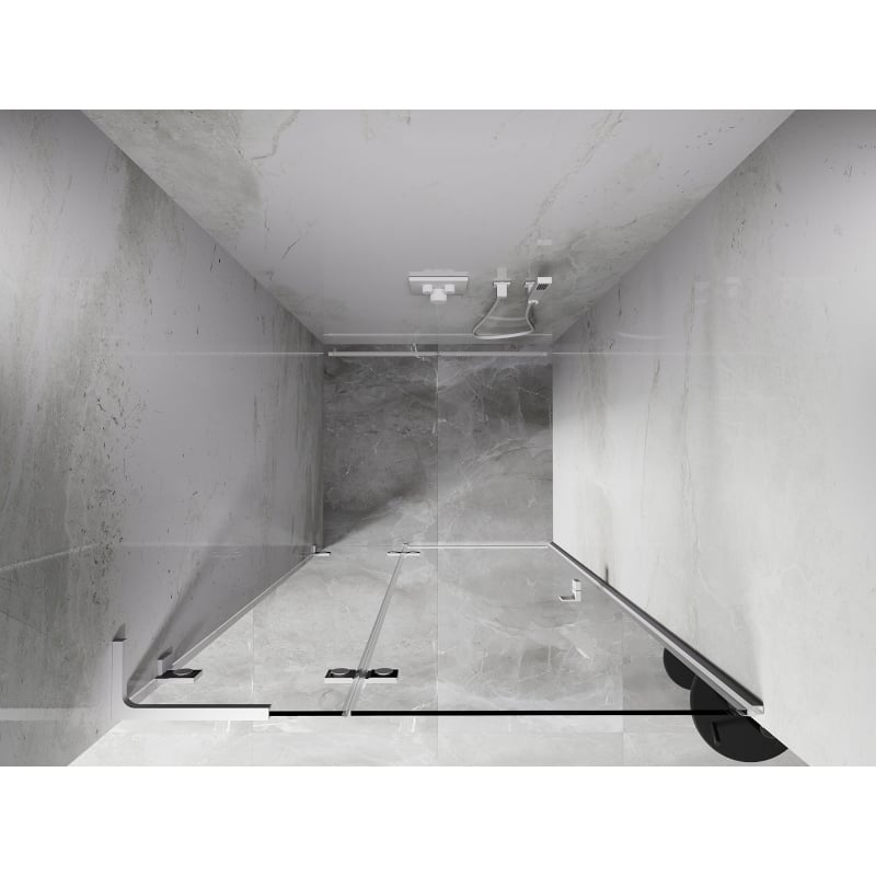 Mexen Lunar L drzwi prysznicowe uchylne lewe 90 cm, transparent, białe - 834L-090-000-20-00-L