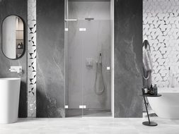 Mexen Lunar L schuifdeur douche links 95 cm, transparant, wit - 834L-095-000-20-00-L