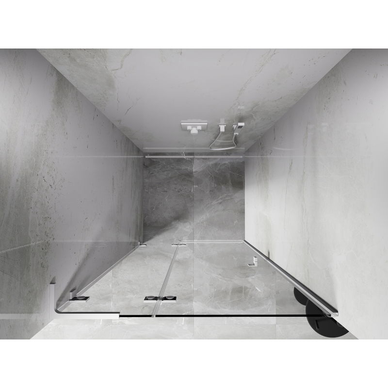 Mexen Lunar L porte de douche pivotante gauche 95 cm, transparent, blanc - 834L-095-000-20-00-L