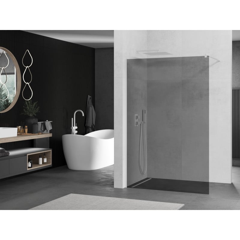 Mexen Kioto ścianka prysznicowa Walk-in 80 x 200 cm, grafit 8 mm, biała - 800-080-101-20-40