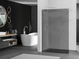Mexen Kioto paroi de douche Walk-in 80 x 200 cm, graphite 8 mm, blanc - 800-080-101-20-40