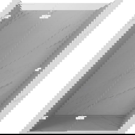 Mexen Lunar L leva nihajna tuš vrata 130 cm, prozorna, bela - 834L-130-000-20-00-L