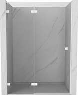 Mexen Lunar L lijeva tuš vrata 130 cm, transparentna, bijela - 834L-130-000-20-00-L