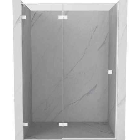 Mexen Lunar L drzwi prysznicowe uchylne lewe 135 cm, transparent, białe - 834L-135-000-20-00-L