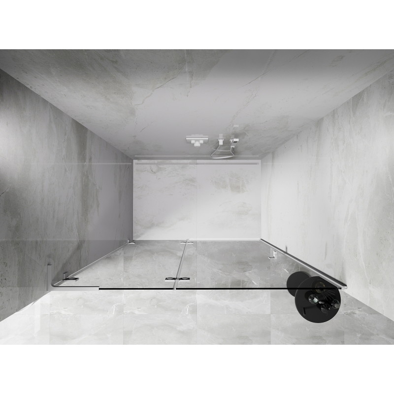 Mexen Lunar L dušiuks tempel vasak 135 cm, läbipaistev, valge - 834L-135-000-20-00-L