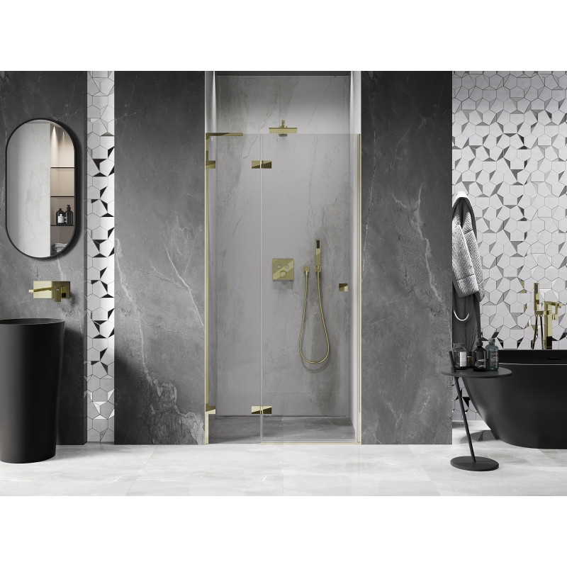 Mexen Lunar L vasakukäeline dušiuks 95 cm, läbipaistev, kuldne - 834L-095-000-50-00-L