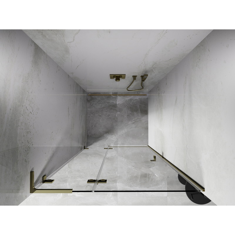 Mexen Lunar L drzwi prysznicowe uchylne lewe 100 cm, transparent, złote - 834L-100-000-50-00-L