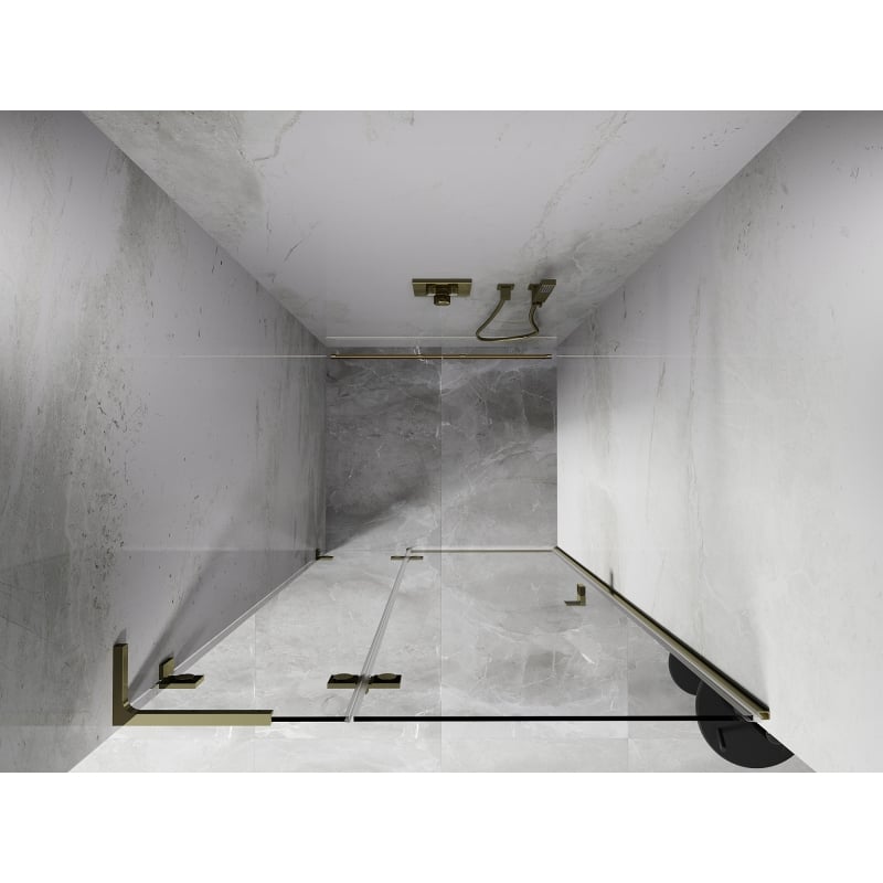 Mexen Lunar L left hinged shower door 100 cm, transparent, gold - 834L-100-000-50-00-L