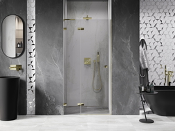 Mexen Lunar L draaideur voor douche links 115 cm, transparant, goud - 834L-115-000-50-00-L