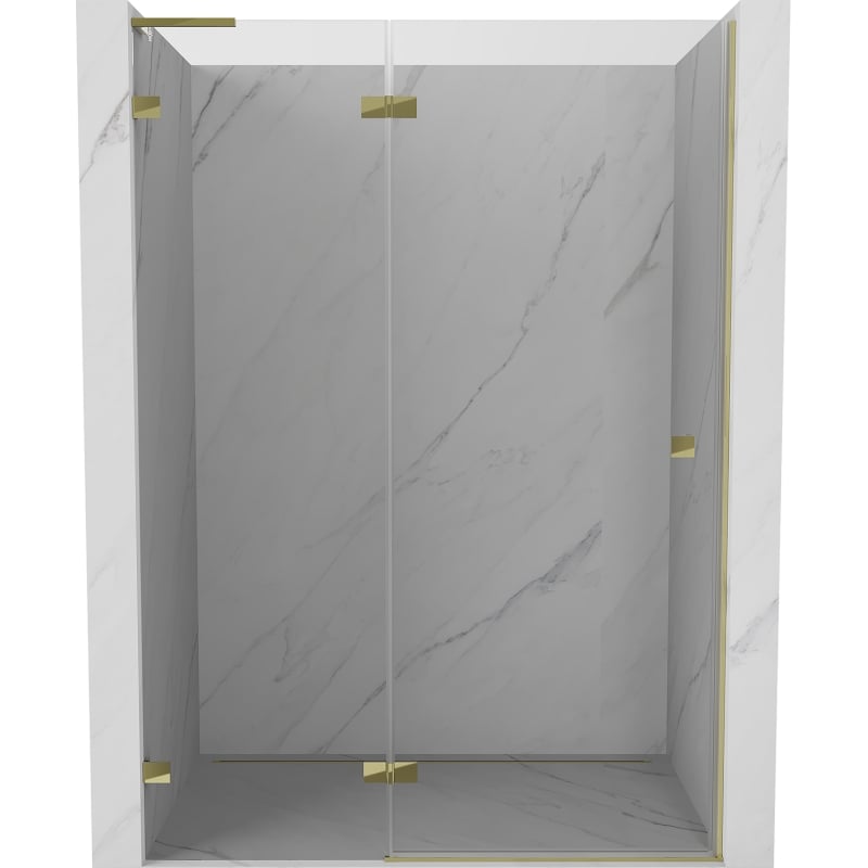 Mexen Lunar L puertas de ducha abatibles izquierda 135 cm, transparente, dorado - 834L-135-000-50-00-L