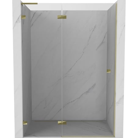Mexen Lunar L puertas de ducha abatibles izquierda 135 cm, transparente, dorado - 834L-135-000-50-00-L