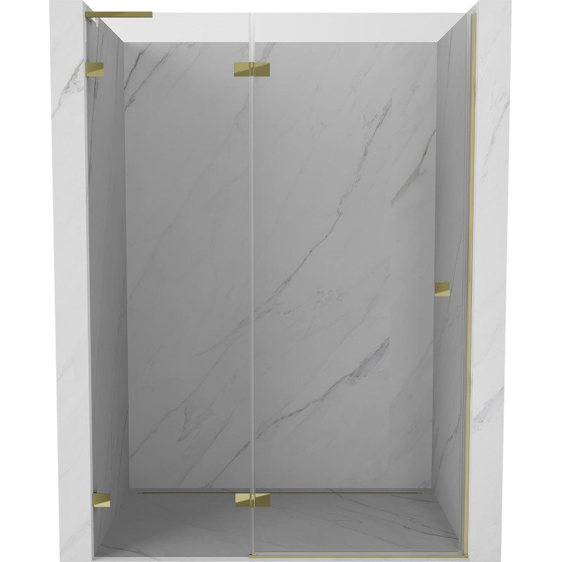Mexen Lunar L drzwi prysznicowe uchylne lewe 140 cm, transparent, złote - 834L-140-000-50-00-L