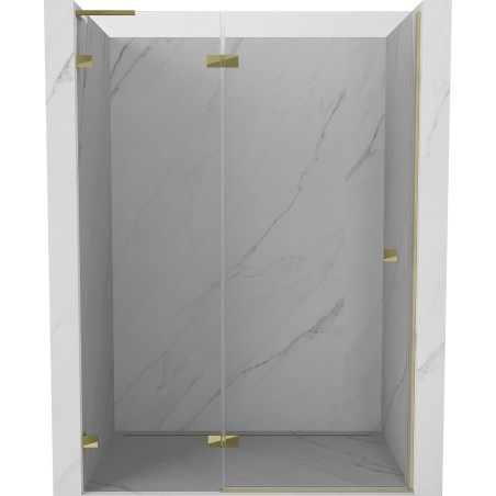 Mexen Lunar L drzwi prysznicowe uchylne lewe 140 cm, transparent, złote - 834L-140-000-50-00-L