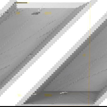 Mexen Lunar L lénks opdéiplbar Duschdier 140 cm, transparent, gëllen - 834L-140-000-50-00-L