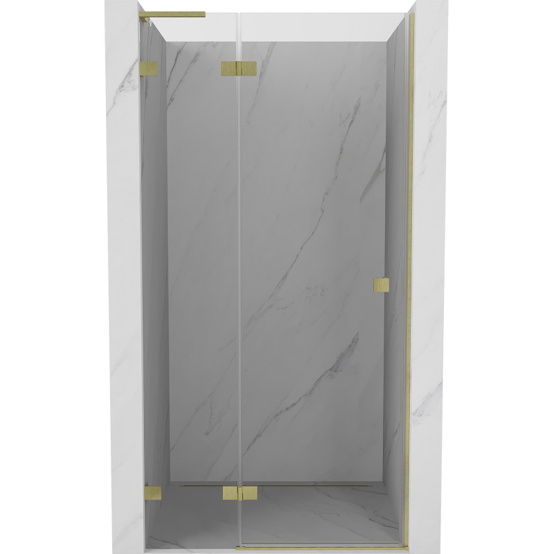 Mexen Lunar L drzwi prysznicowe uchylne lewe 80 cm, transparent, złote szczotkowane - 834L-080-000-55-00-L