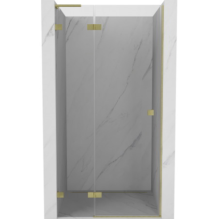 Mexen Lunar L hinged duššiuks, vasak 80 cm, läbipaistev, kuldne harjatud - 834L-080-000-55-00-L