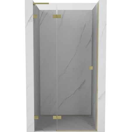 Mexen Lunar L Duschdrehtür links 100 cm, transparent, gebürstetes Gold - 834L-100-000-55-00-L