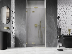 Mexen Lunar L porte de douche pivotante gauche 100 cm, transparent, or brossé - 834L-100-000-55-00-L