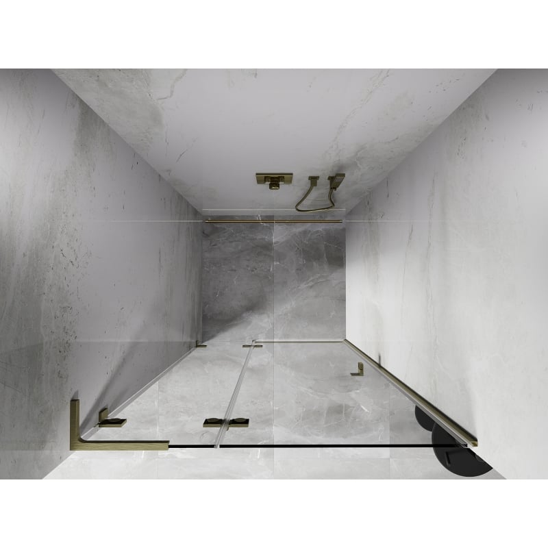 Mexen Lunar L drzwi prysznicowe uchylne lewe 110 cm, transparent, złote szczotkowane - 834L-110-000-55-00-L