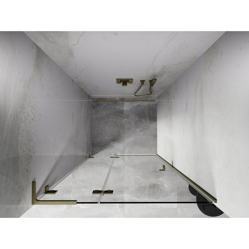 Mexen Lunar L left hinged shower door 110 cm, transparent, brushed gold - 834L-110-000-55-00-L