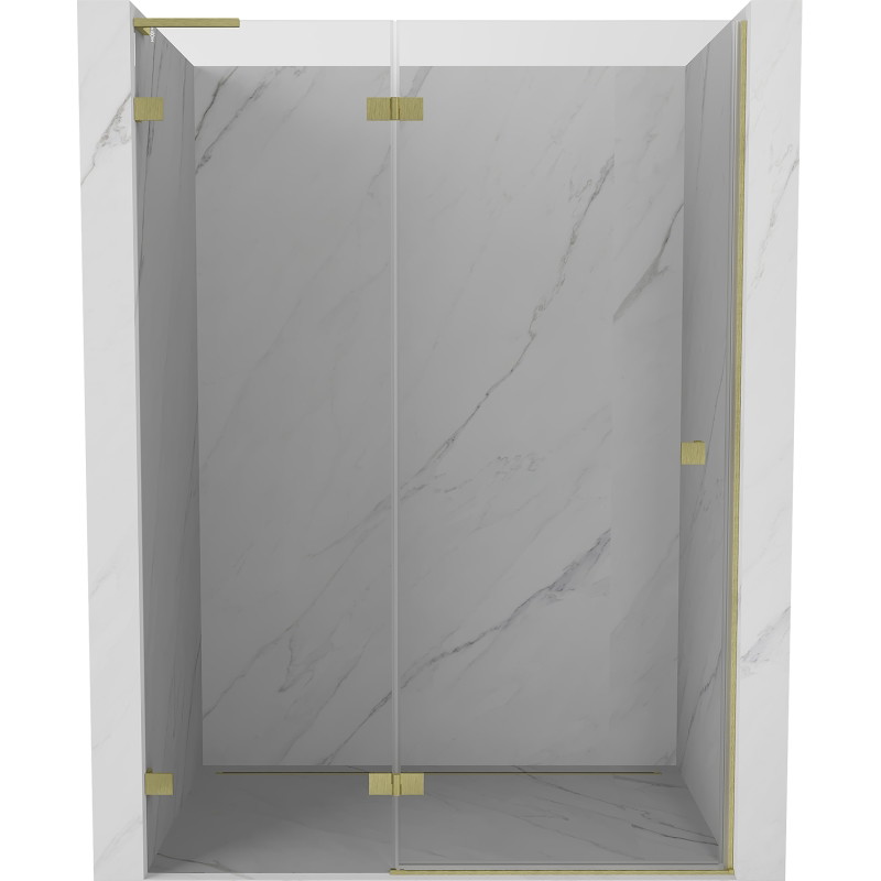 Mexen Lunar L dušiuks vasakutega 130 cm, läbipaistev, harjatud kuldne - 834L-130-000-55-00-L