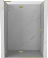 Mexen Lunar L lijeva zakretna tuš vrata 135 cm, prozirna, zlatno četkana - 834L-135-000-55-00-L