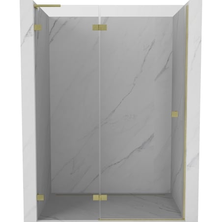 Mexen Lunar L puerta de ducha batiente izquierda 140 cm, transparente, oro cepillado - 834L-140-000-55-00-L