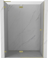 Mexen Lunar L Left Hinged Shower Doors 140 cm, Transparent, Brushed Gold - 834L-140-000-55-00-L